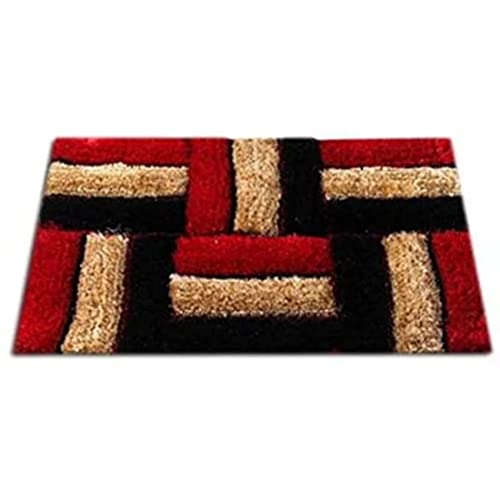 Image of Anti Skid Doormats for Home and Office Entrance Living Room and Bathroom Mats | Entrance Door Mats for Home and Office Entryway. (Puzzle Red Black, 16x24)