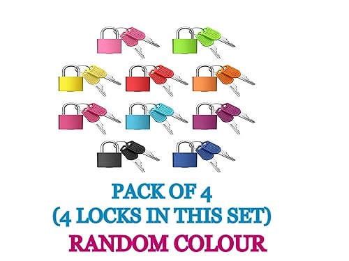 Image of Suitcase Locks with Keys, Small Luggage Keyed Padlocks for School Gym (Pack of 4)