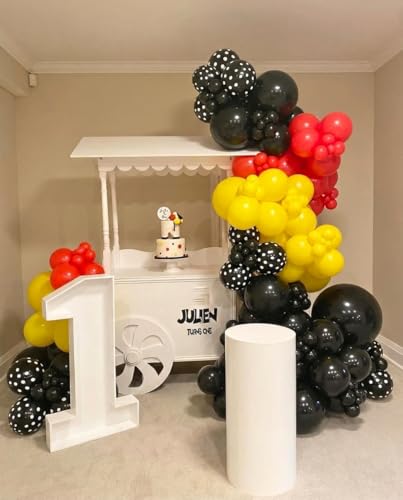 Image of 175Pcs Red Yellow Black Balloon Garland Arch Kit - Cartoon Mouse Theme Party Decorations with 18 12 10 5 Different Sizes Party Balloons for Birthday Anniversary Baby Shower Backdrop Decorations