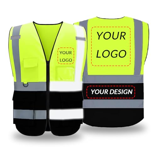 Safety Vest Custom LOGO Class 2 Hi Vis vest Print Your Own High Visibility Reflective Strip Outdoor Workwear for Men & Women