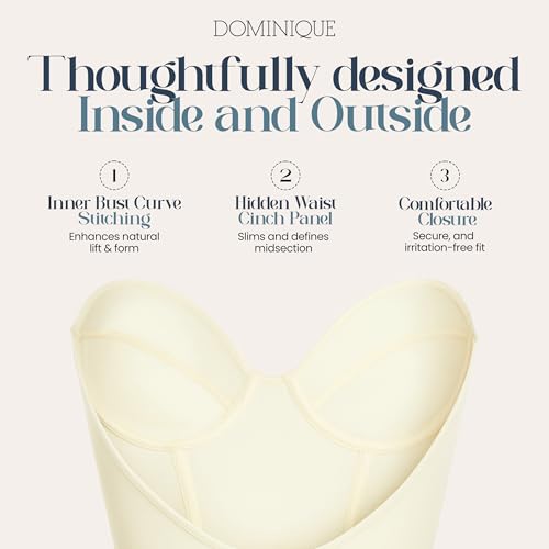 Image of Dominique Noemi Women's Backless Strapless Longline Bustier Bridal Bra #6377 - Full Support, Shaping Bra - Lingerie for women
