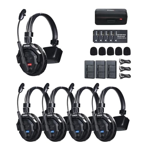 SYNCO XTalk X5 Wireless Headset Intercom System, 2.4GHz Full Duplex Wireless Communication Headset...