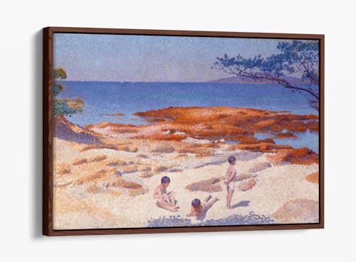 Toile Beach at Cabasson Henri Edmond Cross cadre bois flottant