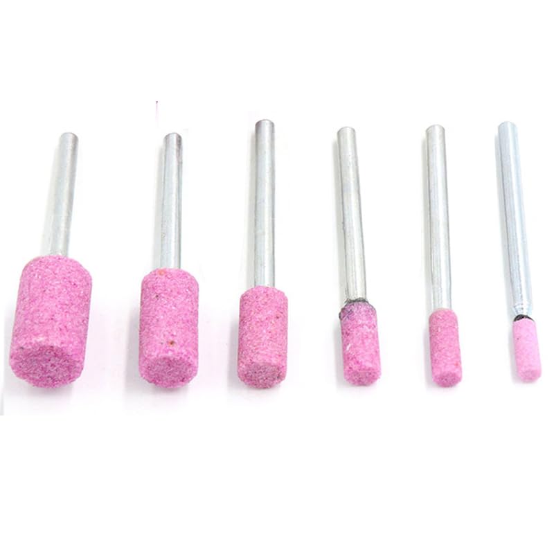 50 Pieces Shank Mounted Stone Heads 4mm-10mm Abrasive Mounted Stone Grinding Wheel Head Polishing Point Stone Heads Cylinder Shape