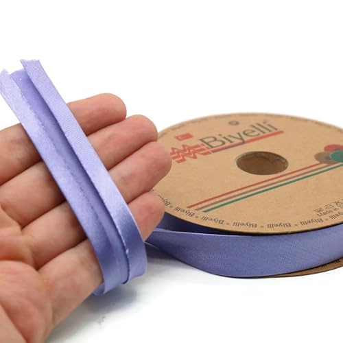 Image of Fold Satin Bias Tape - 99+ Colors - 3 /4 Inches Wide - 27 Yards - Fold Satin Binding Bias Ribbon Fabric Piping Bias Binding Tape for Sewing Clothing DIY (73. Periwinkle) BYS73
