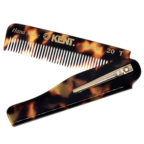 Kent 20T TY ハンドメイド 折りたたみ式 ポケットコーム 男性用 細歯 ヘアコーム