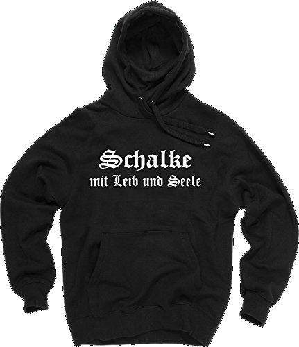 ShirtShop-Saar Schalke mit Leib und Seele; Kapuzen-Pulli schwarz, Gr....