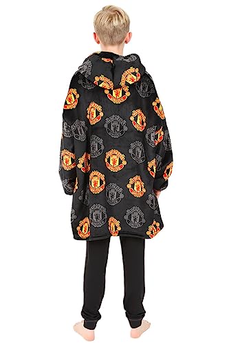 Manchester United Football Club Boys Fully Lined Luxury Fleece Hoodie, Oversized Fleece Blanket Hoody Black Manchester United Football Club Boys Fully Lined Luxury Fleece Hoodie, Oversized Fleece Blanket Hoody Black