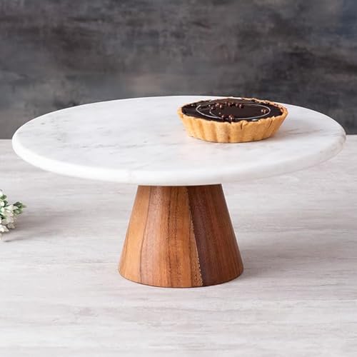 Image of nestroots Marble Cake Stand | 12-Inch Dessert Platter for Cupcakes, Pies & Pastry | Elegant Display for Parties, Birthday, Weddings & Home Decor