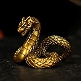 100% Solid Brass Dragon-Snake Hybrid Sculpture - Handcrafted Mythical Creature Statue, Heavyweight Fantasy Art Decor, Premium Office & Library Collectible, Power Symbol Gift for Mythology Lovers