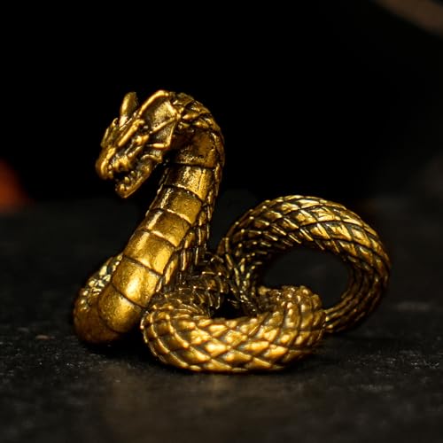100% Solid Brass Dragon-Snake Hybrid Sculpture - Handcrafted Mythical Creature Statue, Heavyweight Fantasy Art Decor, Premium Office & Library Collectible, Power Symbol Gift for Mythology Lovers