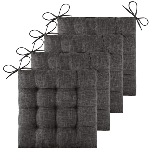 ELFJOY Chair Cushions for Dining Chairs with Textured Fabric Dark Grey