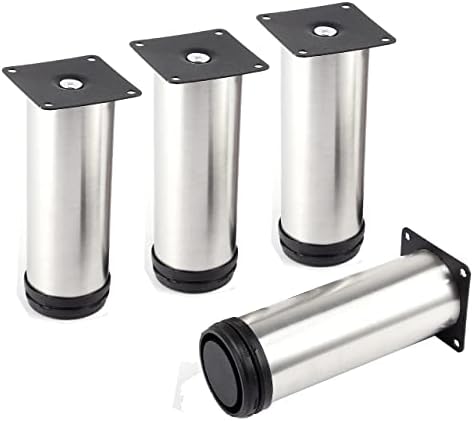 6 Inch Metal Furniture Legs,Tchosuz Stainless Steel Round Table Sofa Legs Couch Feet with Screws,Modern Furniture Replacements Feet for DIY Cabinet Cupboard Nightstand TV Bench Stand 4 Pieces 15cm