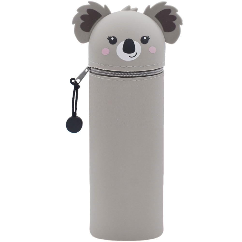 GDFJBG Kawaii - Astuccio 2 in 1 in Morbido Silicone, Astuccio Scuola a Forma di Koala, Portapenne da Tavolo, con Cerniera, in Silicone, Astuccio Penne Pastelli Pennarelli (Koala 1)