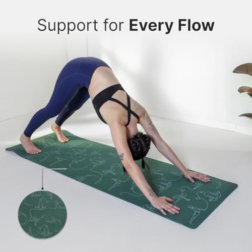 Image of CULT Yoga Mat - Premium TPE Yoga Mat for Woman & Man | 6mm Extra-Thick Cushioning Anti-Slip Yoga Mats for Kids & Adults | Non-Toxic Latex-Free Workout Exercise Mat with Travel Strap (Forest Green)