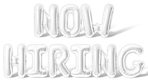 Letter Balloons - NOW HIRING 16" Inch Alphabet Letters Foil Mylar Balloon Hiring Event Party Banner (White)