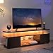 Cubehom LED TV-Schrank 130 cm, Modernes TV Lowboard mit LED-Beleuchtung und Stauraum, Fernsehtisch für Wohnzimmer, für Fernseher bis 60 Zoll,Schwarz