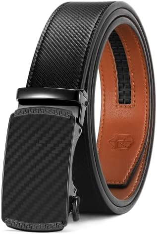 Zitahli Belt Men, Ratchet Belt Dress with 1 3/8" Premium Leather,Slide Belt with Easier Adjustable Automatic Buckle,Trim to Fit Size 30"-36"