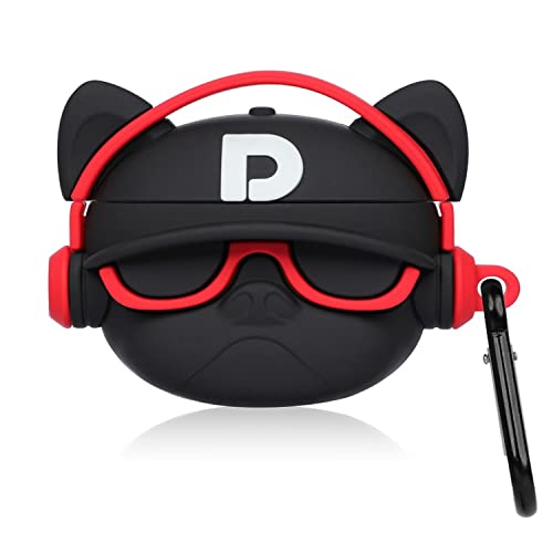 Image of Prolet Cute 3D Bulldog Fashion Character Silicone Cases Compatible with AirPods Pro Case Cover New 3D Design Shockproof Protective Case for Airpod Pro Case[ AIRPOD NOT Included]-Bulldog D Black Red
