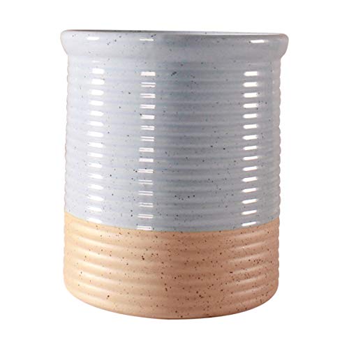French Style Utensil Crock by CIROA  Natural Dusty Blue Ceramic Kitchen Tool Storage Jar