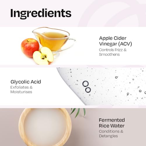 Image of MANETAIN Apple Cider Vinegar Hair Rinse 200ml - Clarifies Scalp, Removes Buildup & Dandruff - With Glycolic Acid & Fermented Rice Water - Sulfate-Free, Boosts Hair Growth & Shine