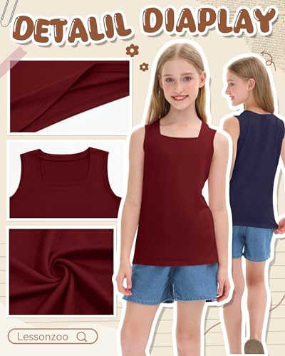 Image of 3 Pack Girls Square Neck Tank Tops