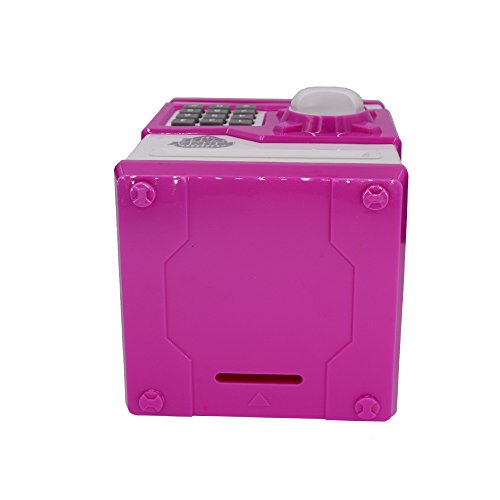 FEENM Updated Code Electronic Piggy Banks Mini ATM Electronic Coin Bank Coin Box for Kids with Electronic Lock & Secret Code to Unlock with Password Great Gift Toy for Children Kids(Pink & White)