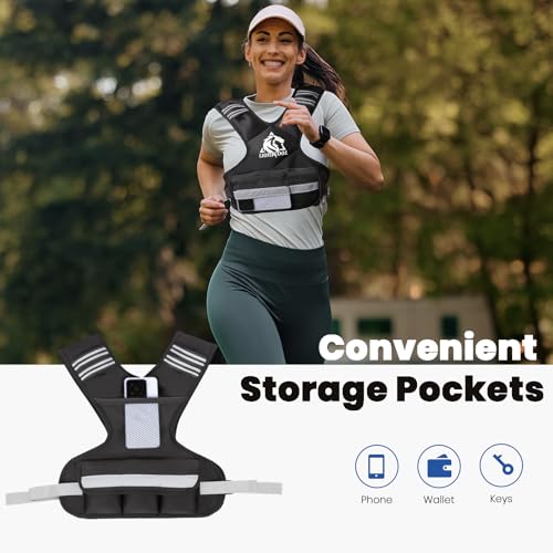 Image of LIONSCOOL Adjustable Weighted Vest for Men and Women | 4-10 /11-20 /20-32lbs, Body Weight Vest, Ironsand, Reflective Stripes, Weight Loss Walking Running Cardio Strength Training