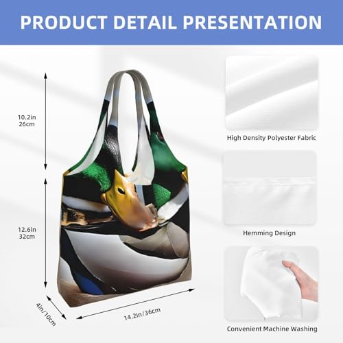(Mallard Duck) Large Tote Shoulder Bag Fashion Canvas Handbag Reusable Shopping Bag Travel Bag For Women4