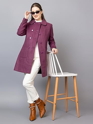 Image of CHKOKKO Women Classic Long Winter Coat Double Breasted | Knee Length Design with a Sophisticated Spread Collar and Convenient Front Pockets for All Occasions