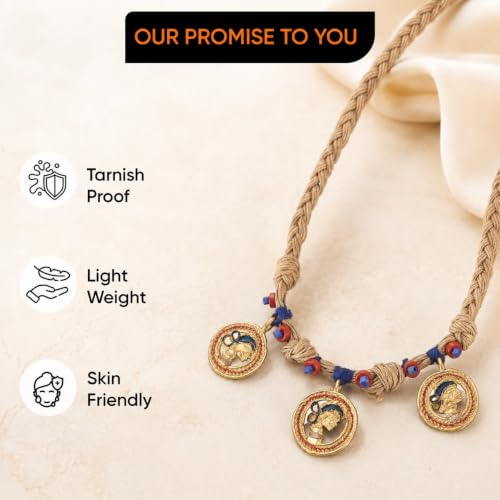 Image of AAKRITI ART CREATIONS Handcrafted Ethnic & Tribal Necklace Collection | Dhokra, Boho, Talisman & Statement Designs | Artisan Collar, Pendant & Lariat Jewelry for Women