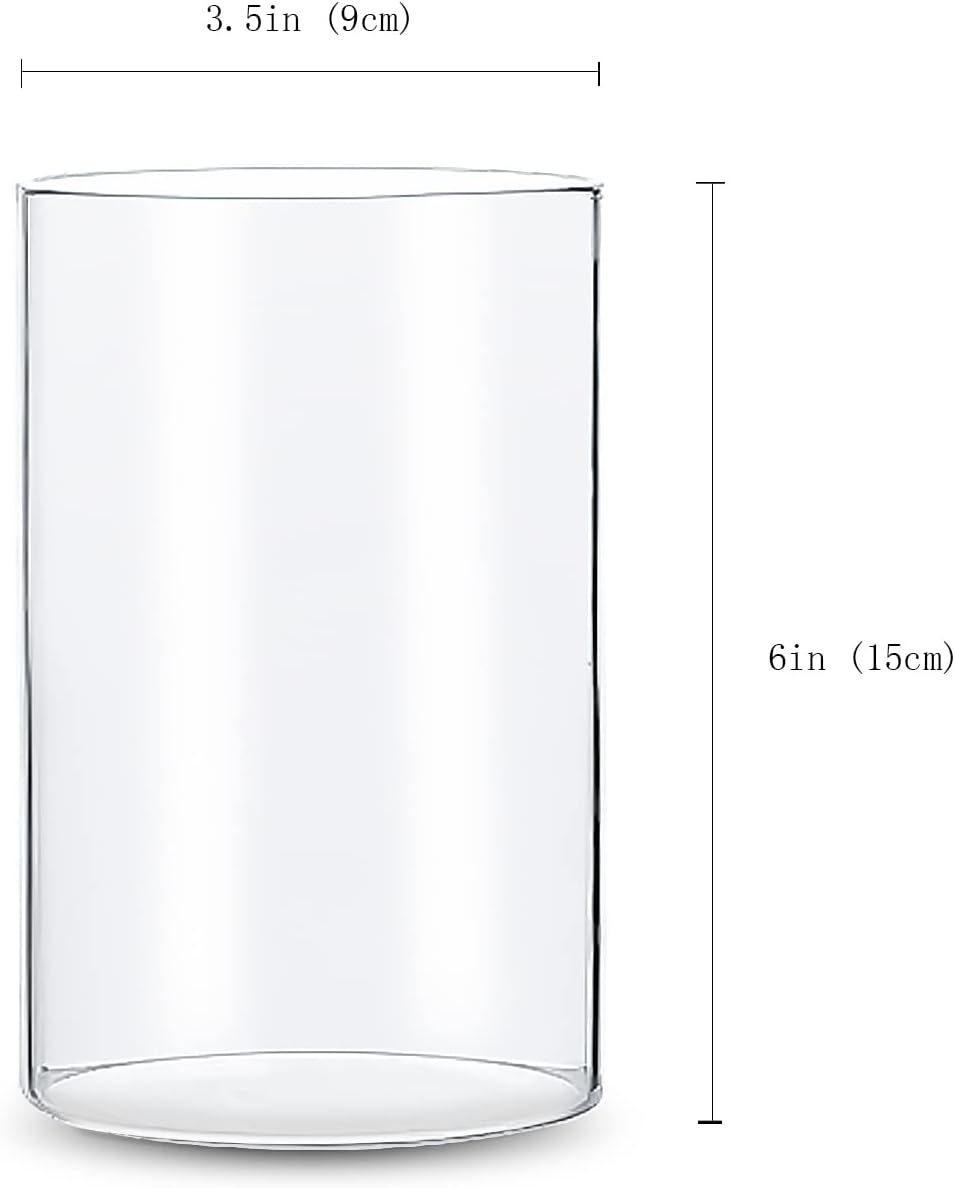 Devilfire 6 Inches Tall (15 cm) Clear Glass Cylinder vases,Pack of 6 Centerpiece Flower Vase,Floating Candle Holder for Home & Garden Decor, Wedding, Party.