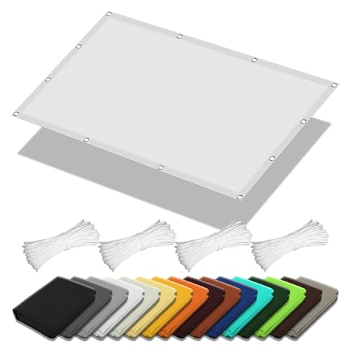 Voile d'ombrage rectangle 6x9m blanc grand format avec oeillets