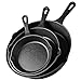 VonShef Cast Iron Skillet Pan Set, 3pc Pre-Seasoned Non-Stick Heavy Duty Frying Pan Set, Oven Safe Grill Pans Suitable for All Hob Types, 6", 8", 10"