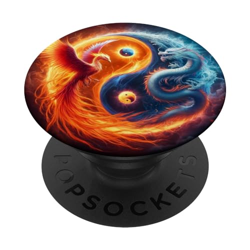Yin Y Yang Fénix Y Dragón Japonés PopSockets PopGrip Intercambiable