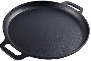 Cast Iron Skillet Pan, Pre-Seasoned Round Griddle Pan for Pancakes, BBQ, Pizza Pan with Handles (31 cm)