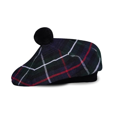 Image of Scottish Tam O' Shanter Hat Tartan Bonnet Pom Pom Wool Flat Cap One Size