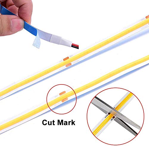 Image of 16.4FT /5M COB Flexible LED Strip Light DC12V /24V 528leds /m Bendable Tape (12V, Blue)