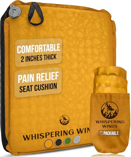 Whispering Winds Inflatable Seat Cushion - Comfortable Blow-up Foam Pad for Airplane, Travel,...
