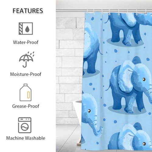Rideau de douche éléphant imperméable rustique moderne avec crochets 183x183 - 3