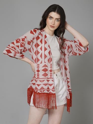 Image of PURYS Floral Print Shrug for Women | Lightweight Georgette Kimono| Versatile Casual Shrug for Layering and Summer Fashion