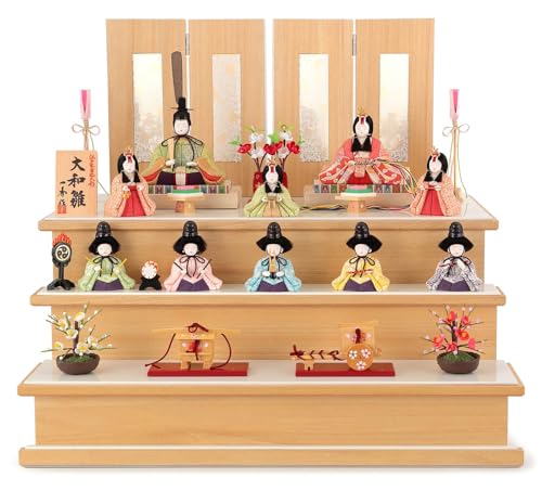 雛人形 コンパクト 一秀 ひな人形 木目込人形飾り 三段飾り 十人飾り 木村一秀作 大和雛 12号 h083-ik-008-7