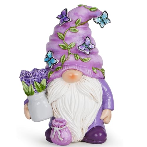 ZAWUU Lavender Gonk Gnome Figurine Hand-Painted Resin Lavender Gnome Purple Spring Decoration for Easter & Mothers Day Cute Tabletop Ornament for Home Shelf & Cottagecore Décor