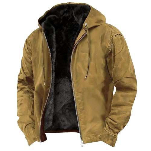 Chaqueta térmica de forro polar para hombre con capucha invierno