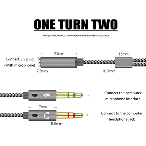 Cable divisor de audio 3.5mm micrófono para computadora miniatura 3