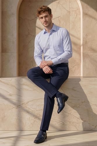 Image of Louis Philippe Men's Slim Fit Easy to Iron Everyday wear Premium Cotton Full Sleeve Textured Formal Shirt