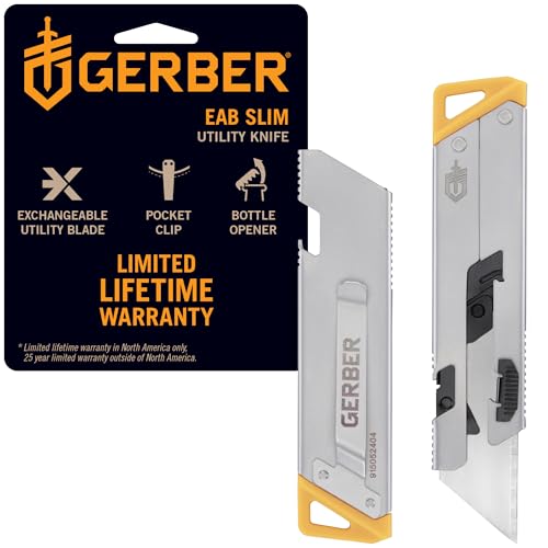 Image of Gerber EAB Utility Knife, EDC Pocket Knife, Replaceable Blade, Slim Silver