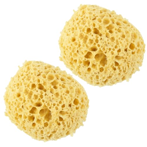 White Hinge Limited 2X Large Soft Honeycomb Bath Sponges - Yellow, Puff, Sea Sponge & Loofah, Natural Fiber, 2 Count