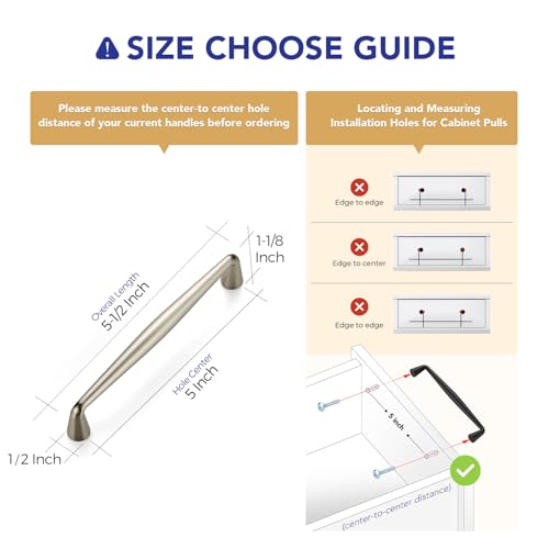 Image of Ravinte 30 Pack 5 Inch Brushed Nickel Kitchen Cabinet Handles Solid Zinc Alloy Cabinet Pulls Cupboard Hardware Drawer Handles