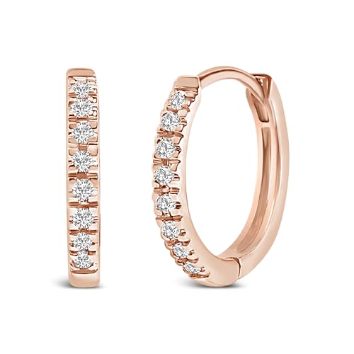 14K Rose Gold 1/5 Cttw Diamond Huggie Hoop Earrings (K-L Color, I2-I3 Clarity)